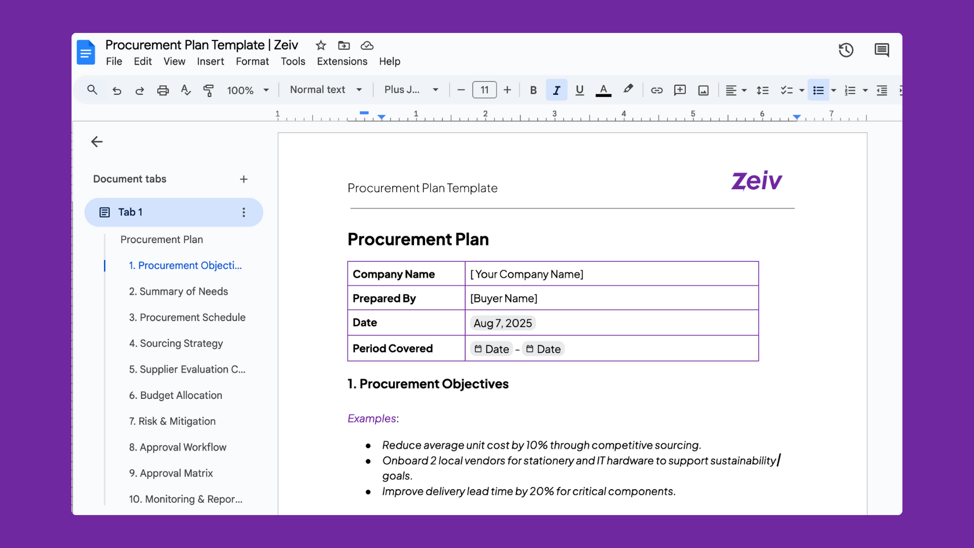 Free Procurement Templates
